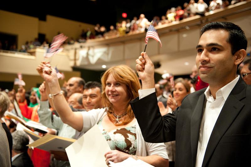 Immigrants becoming U.S. citizens